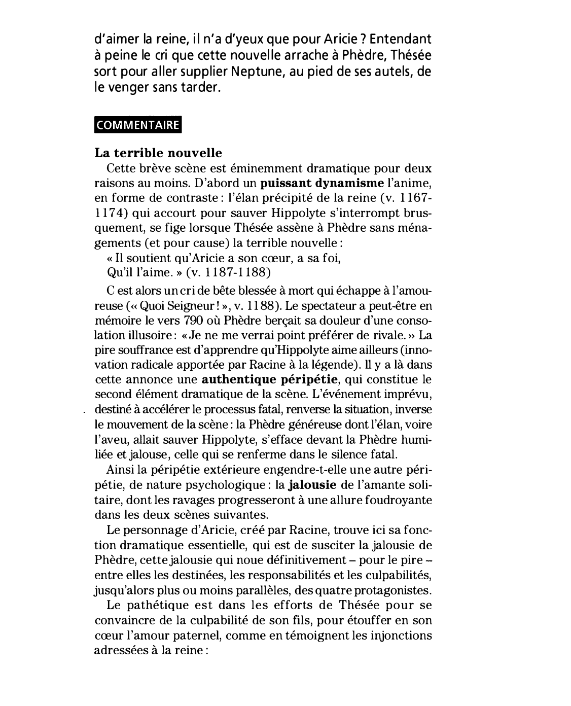 Prévisualisation du document Acte IV, scène 3 de Phèdre de Jean Racine (résumé et commentaire)