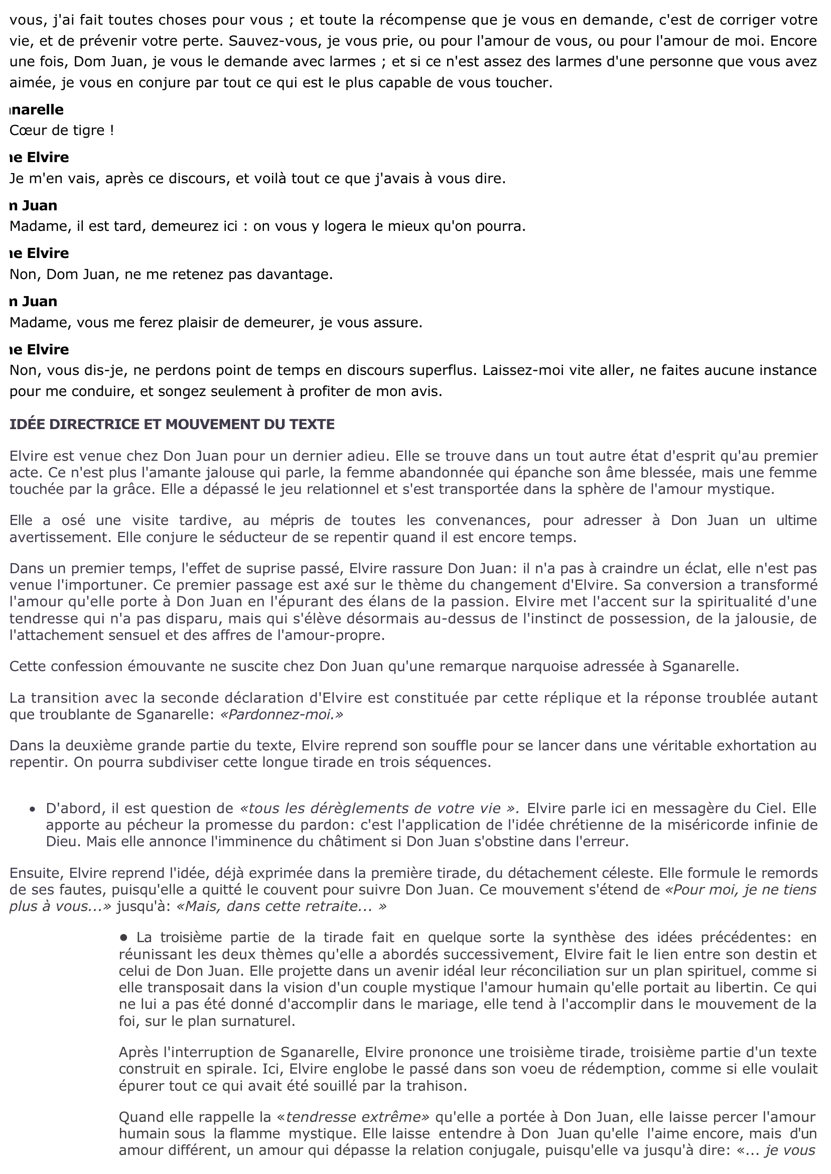Prévisualisation du document Acte IV, scène 6 - DOM JUAN de Molière :  Elvire annonce sa conversion
