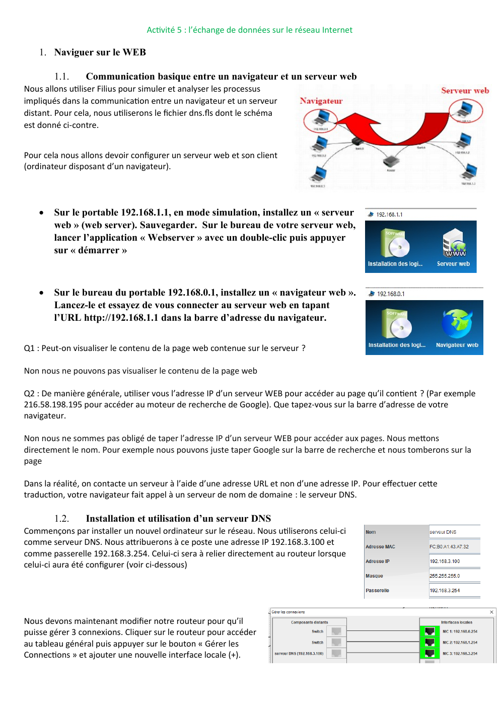 Prévisualisation du document Activité 5 : l’échange de données sur le réseau Internet