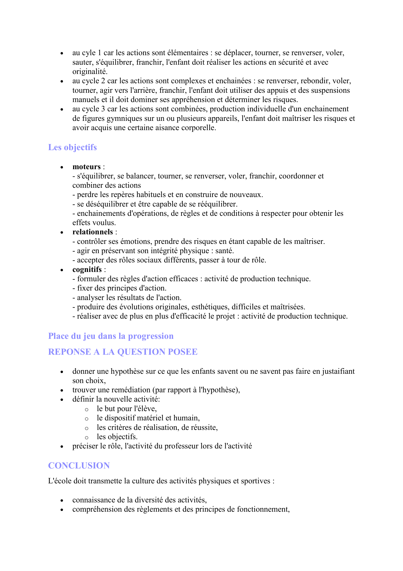 Prévisualisation du document ACTIVITES GYMNIQUES

INTRODUCTION
Activité de référence:
Cette tâche appartient à la famille des activités gymniques.