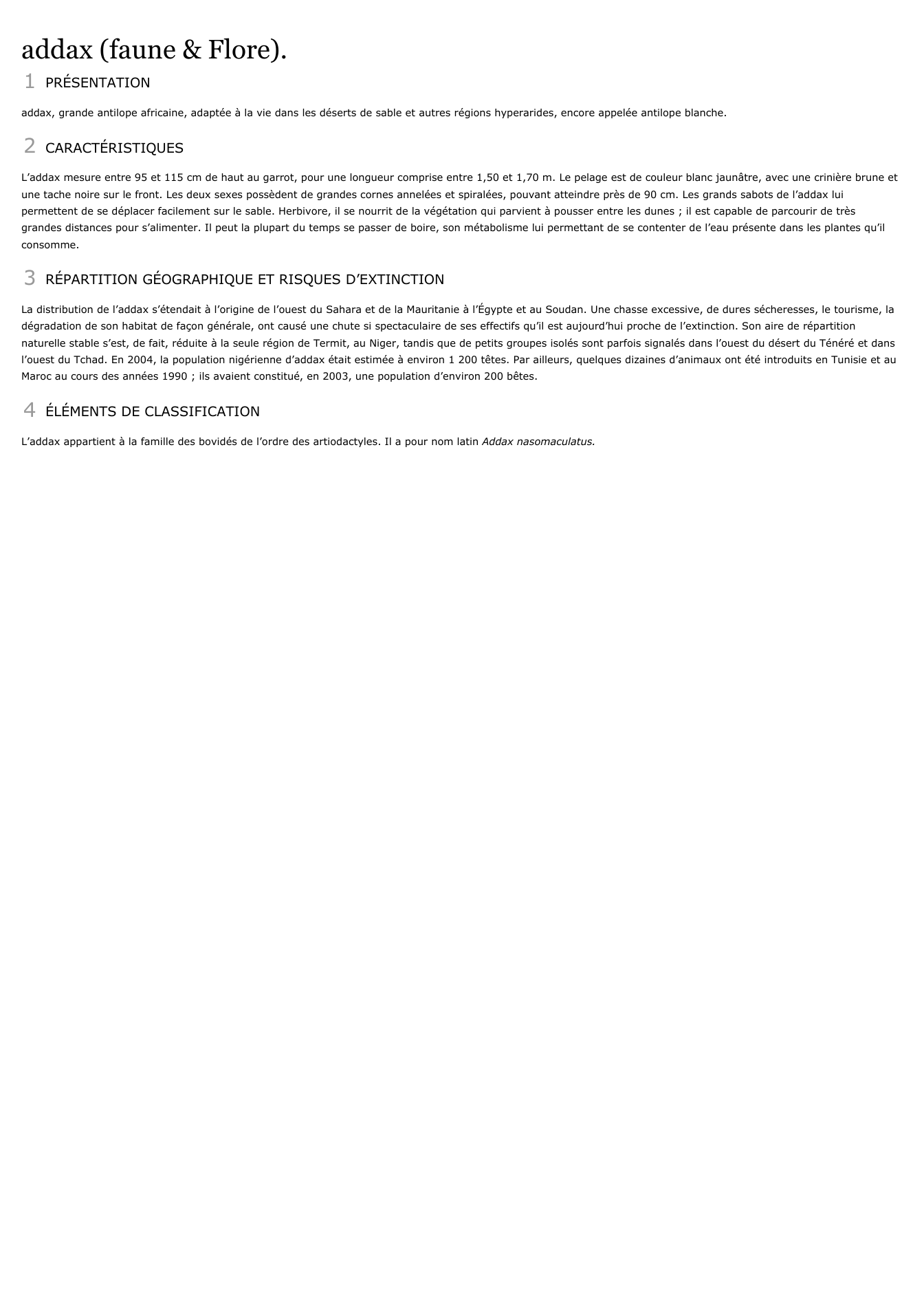 Prévisualisation du document addax (faune & Flore).