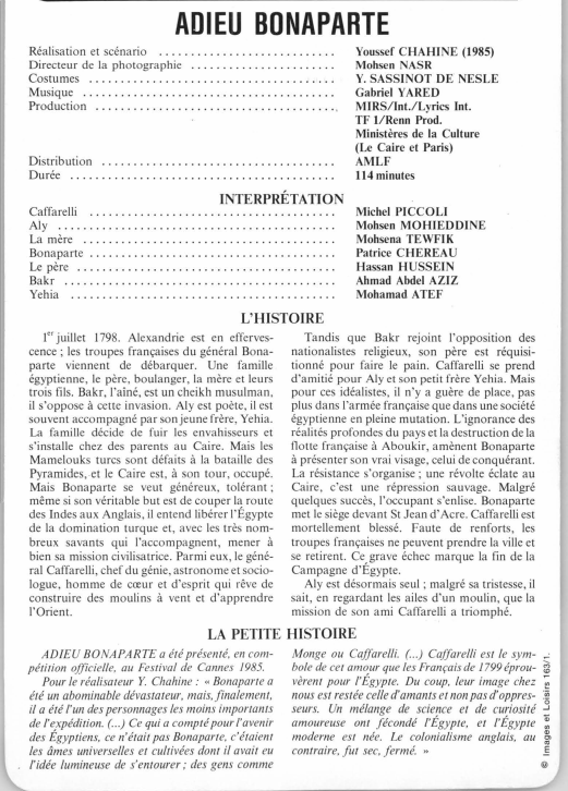 Prévisualisation du document ADIEU BONAPARTE
