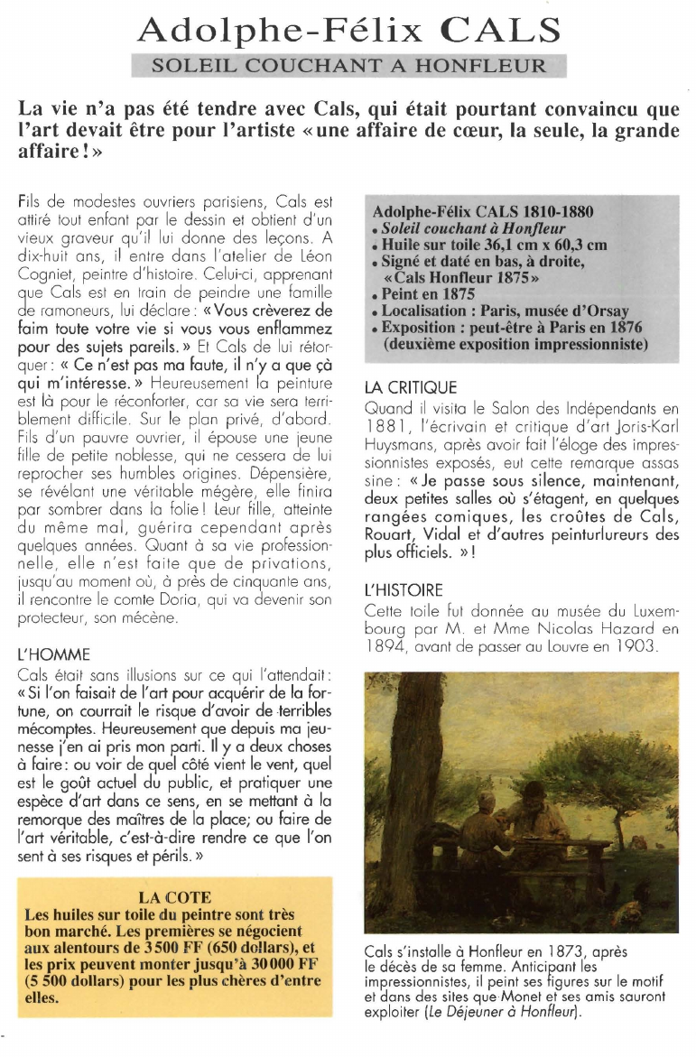 Prévisualisation du document Adolphe-Félix CALS:SOLEIL COUCHANT A HONFLEUR.