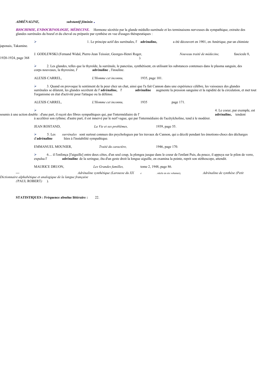 Prévisualisation du document 
	ADRÉNALINE,	 	substantif féminin	.