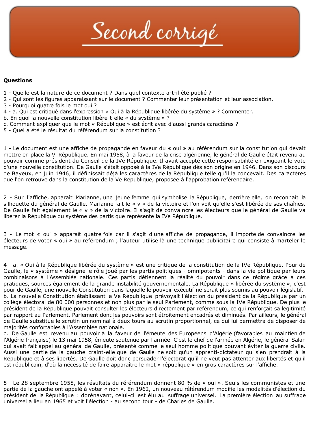 Prévisualisation du document Affiche pour le référendum sur la Constitutionde septembre 1958 (Histoire)