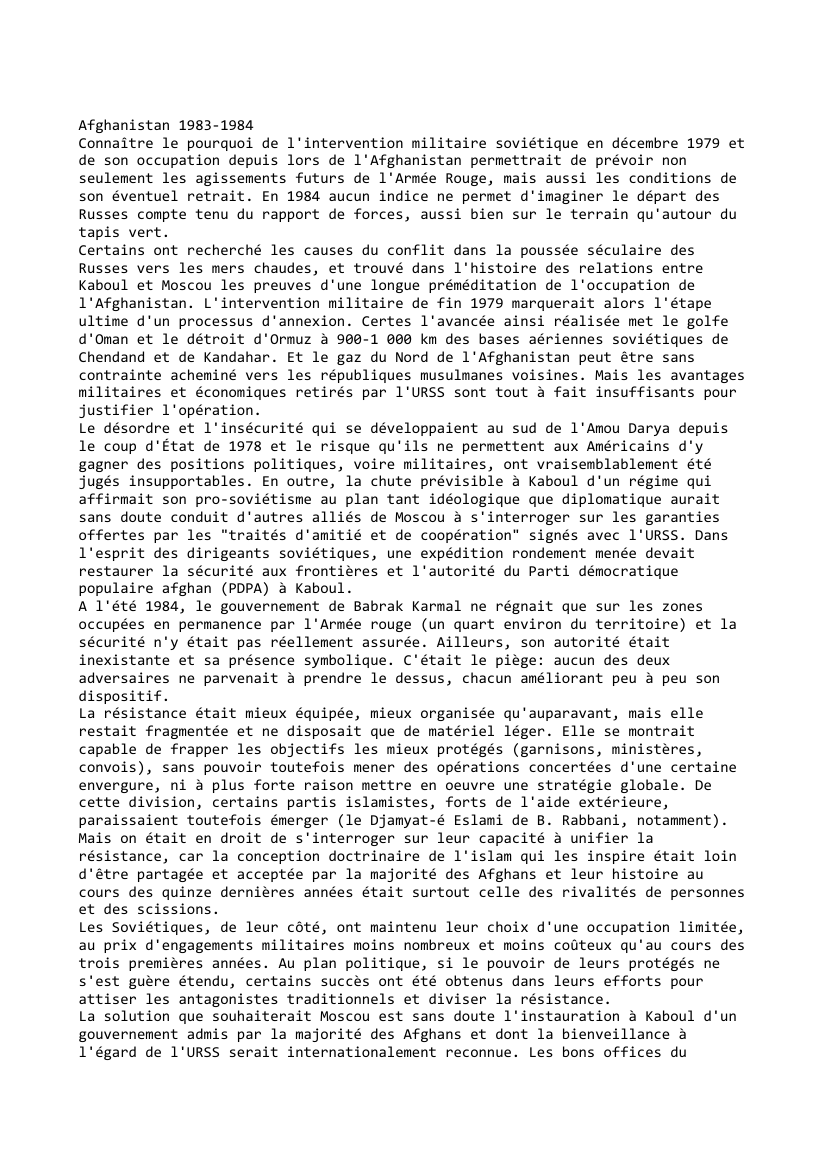 Prévisualisation du document Afghanistan (1983 - 1984)