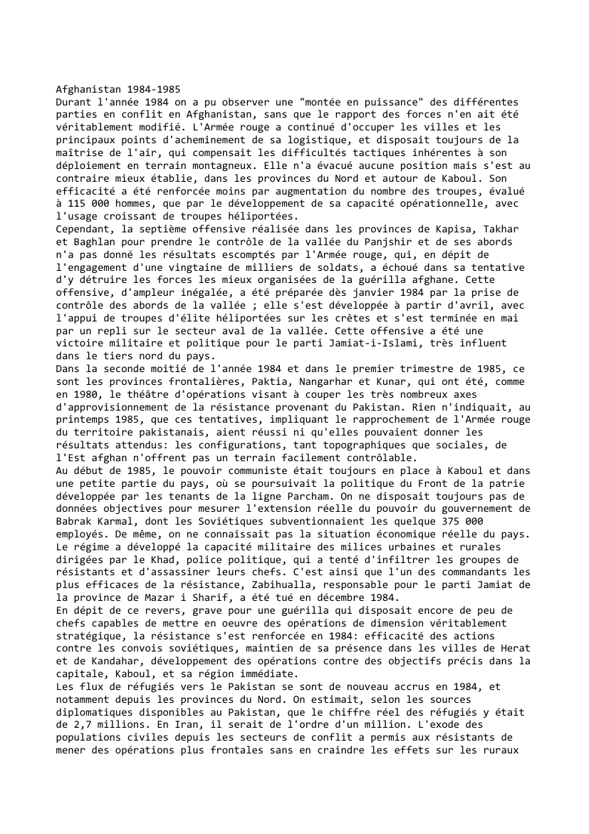 Prévisualisation du document Afghanistan (1984 - 1985)