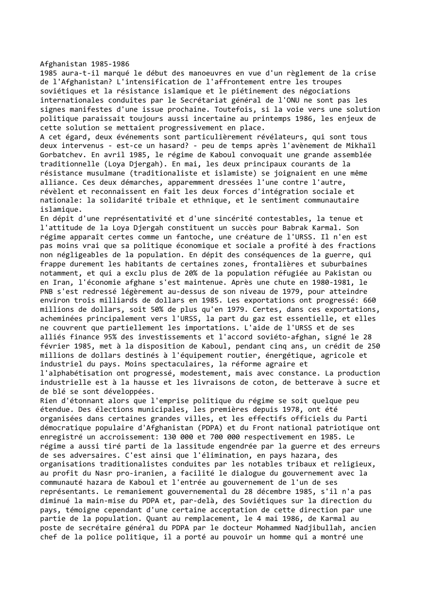 Prévisualisation du document Afghanistan (1985 - 1986)