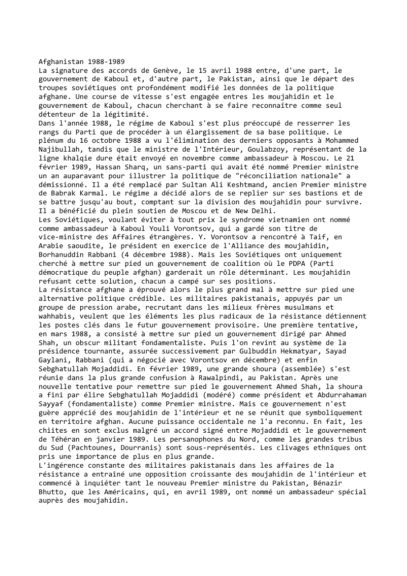 Prévisualisation du document Afghanistan (1988 - 1989)