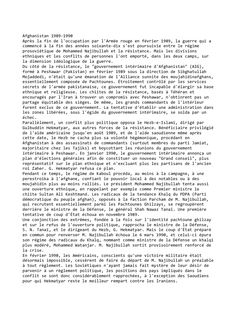 Prévisualisation du document Afghanistan (1989 - 1990)