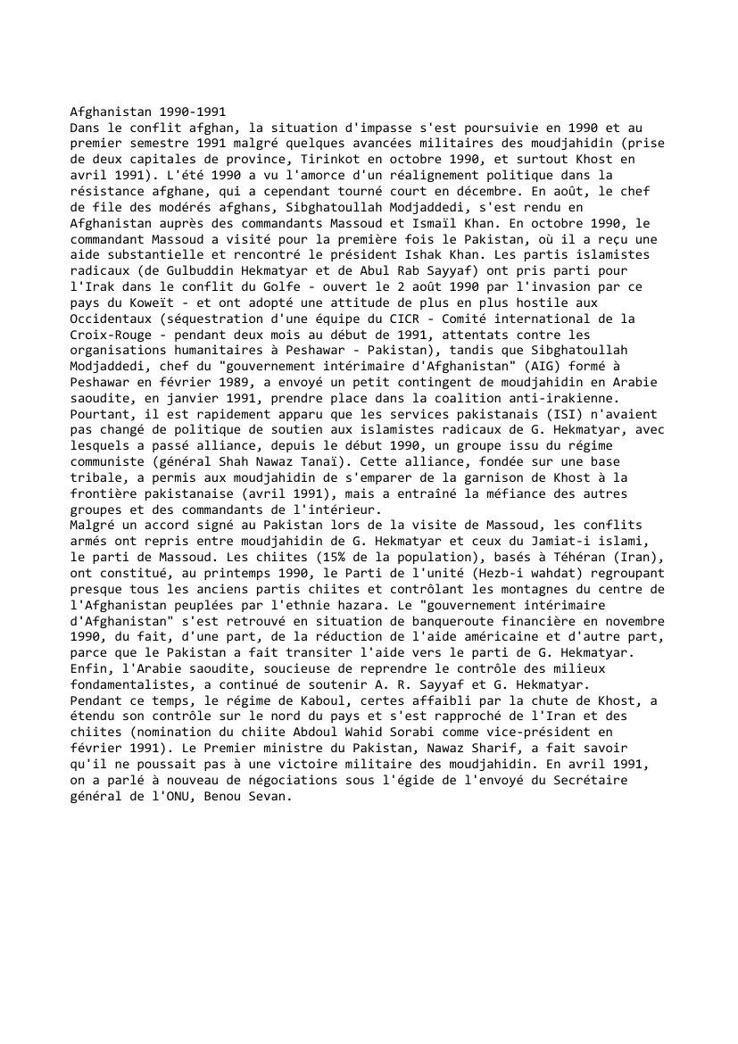 Prévisualisation du document Afghanistan (1990 - 1991)