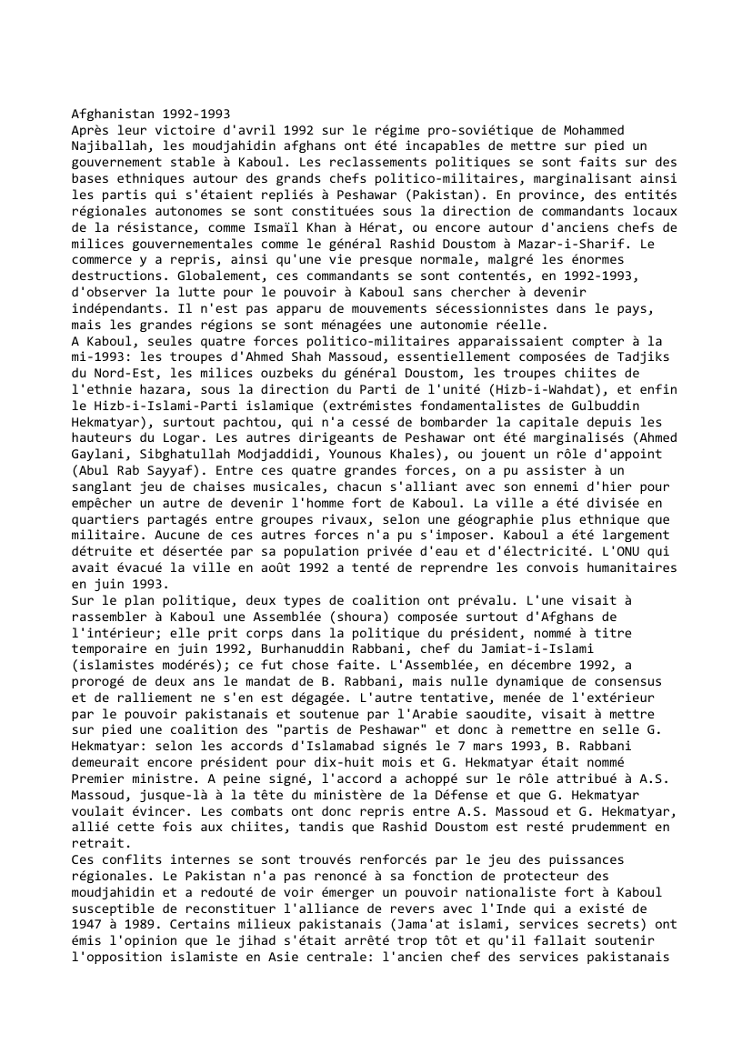 Prévisualisation du document Afghanistan (1992 - 1993)