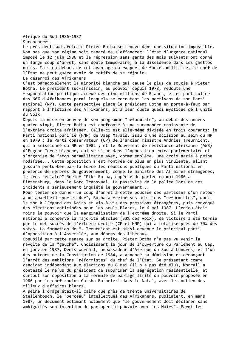 Prévisualisation du document Afrique du Sud (1986 - 1987):