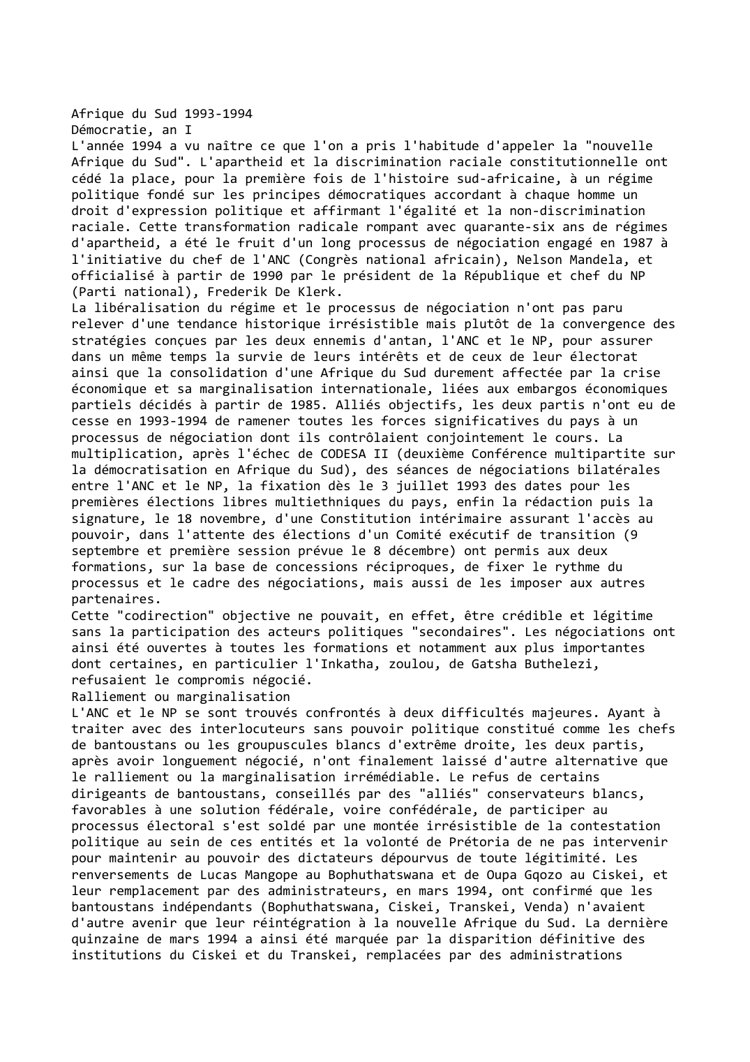 Prévisualisation du document Afrique du Sud (1993 - 1994)