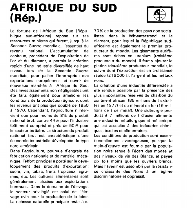 Prévisualisation du document AFRIQUE	DU SUD(Rép.