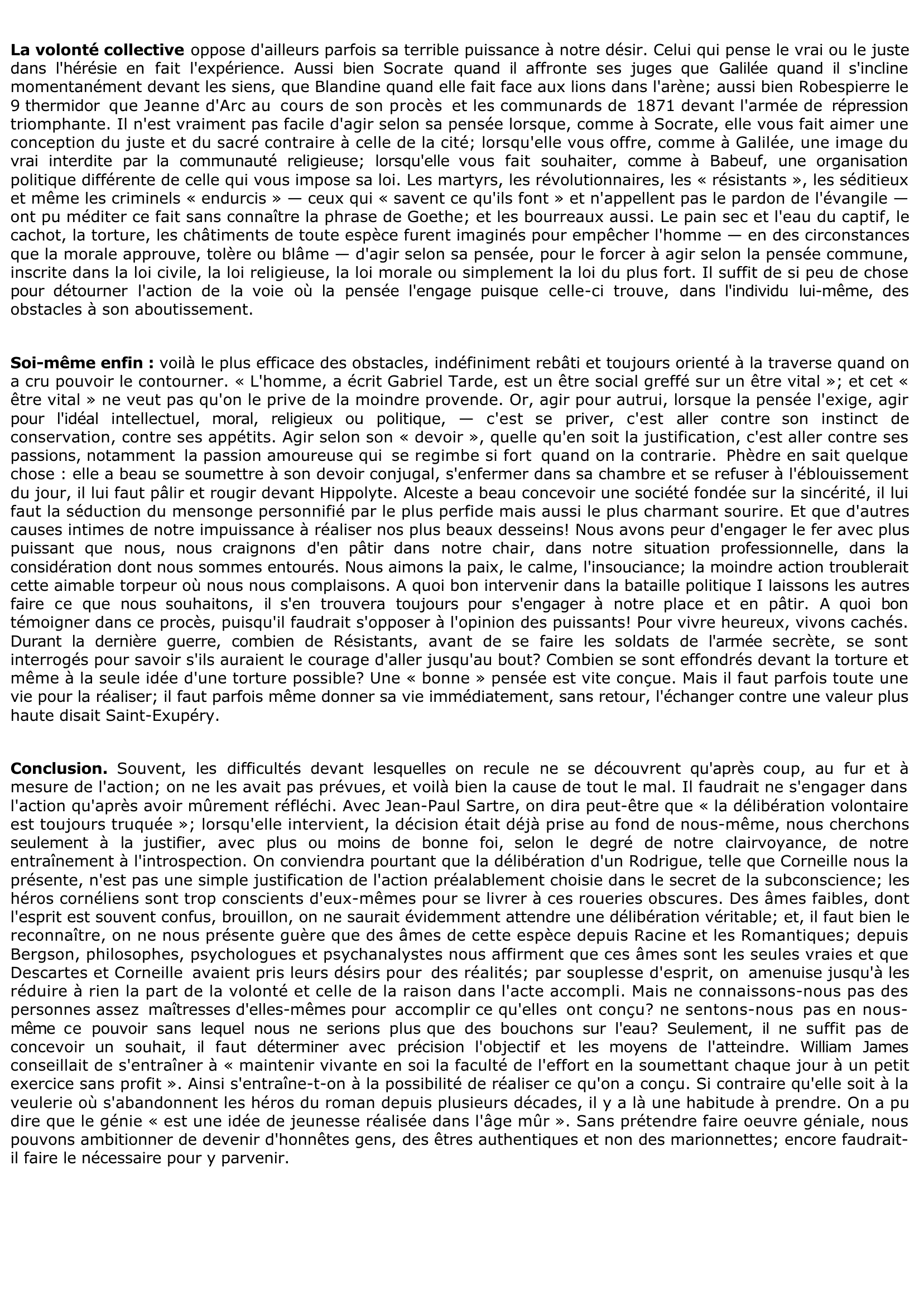 Prévisualisation du document « Agir selon sa pensée est ce qu'il y a au monde de plus difficile. » Expliquez et commentez cette pensée de Goethe.	?