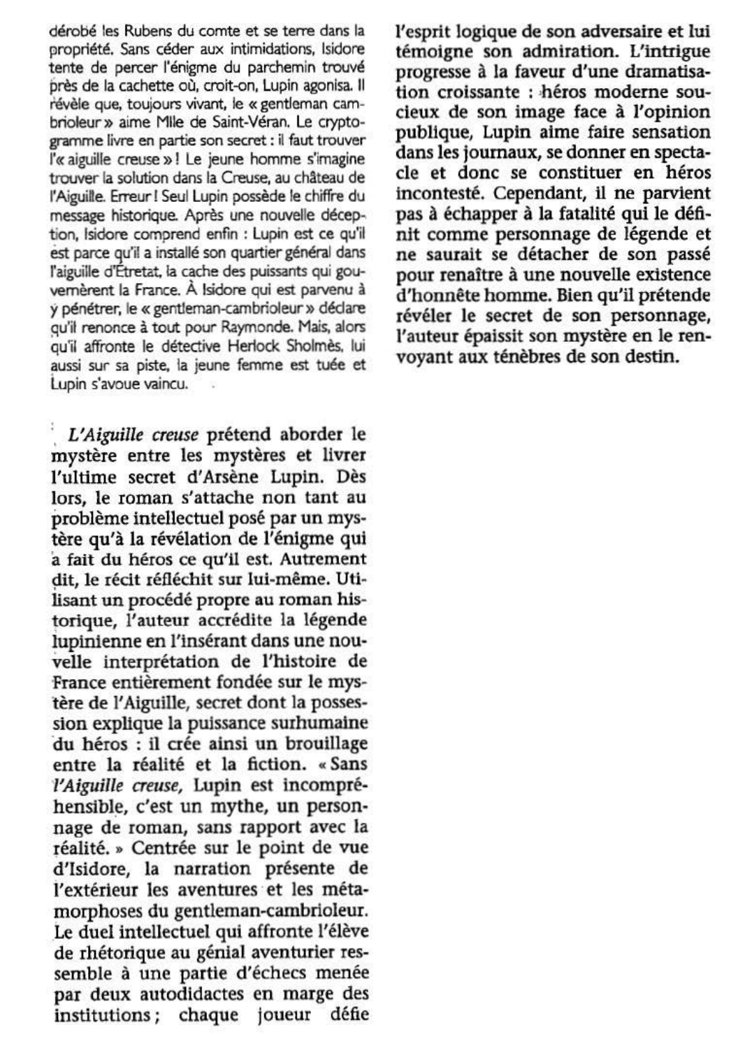 Prévisualisation du document Aiguille creuse (L') de Maurice Leblanc (fiche de lecture)