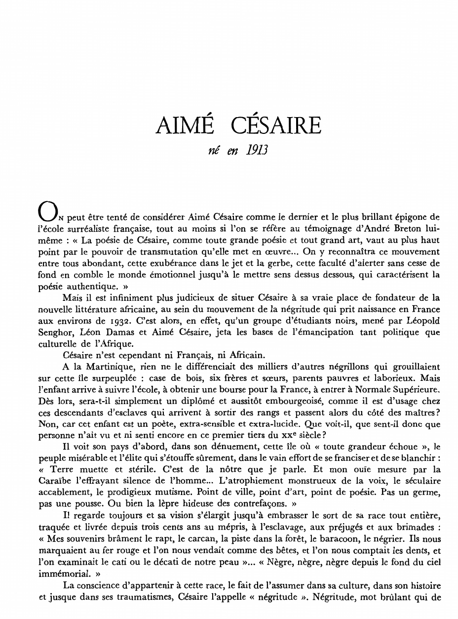 Prévisualisation du document AIMÉ CÉSAIRE