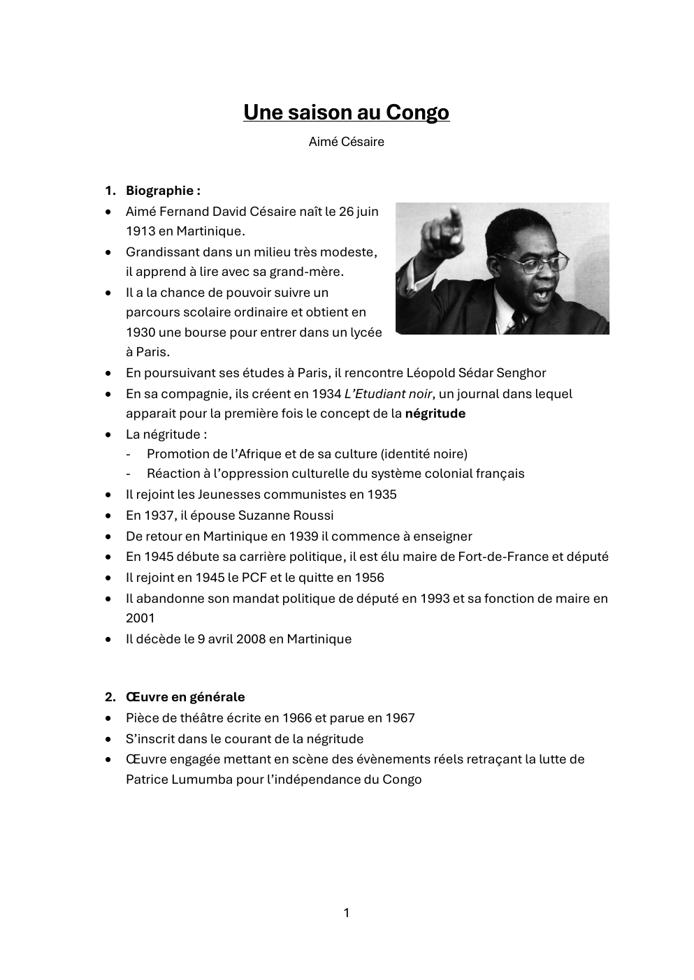 Prévisualisation du document Aimé Césaire, Une saison au Congo