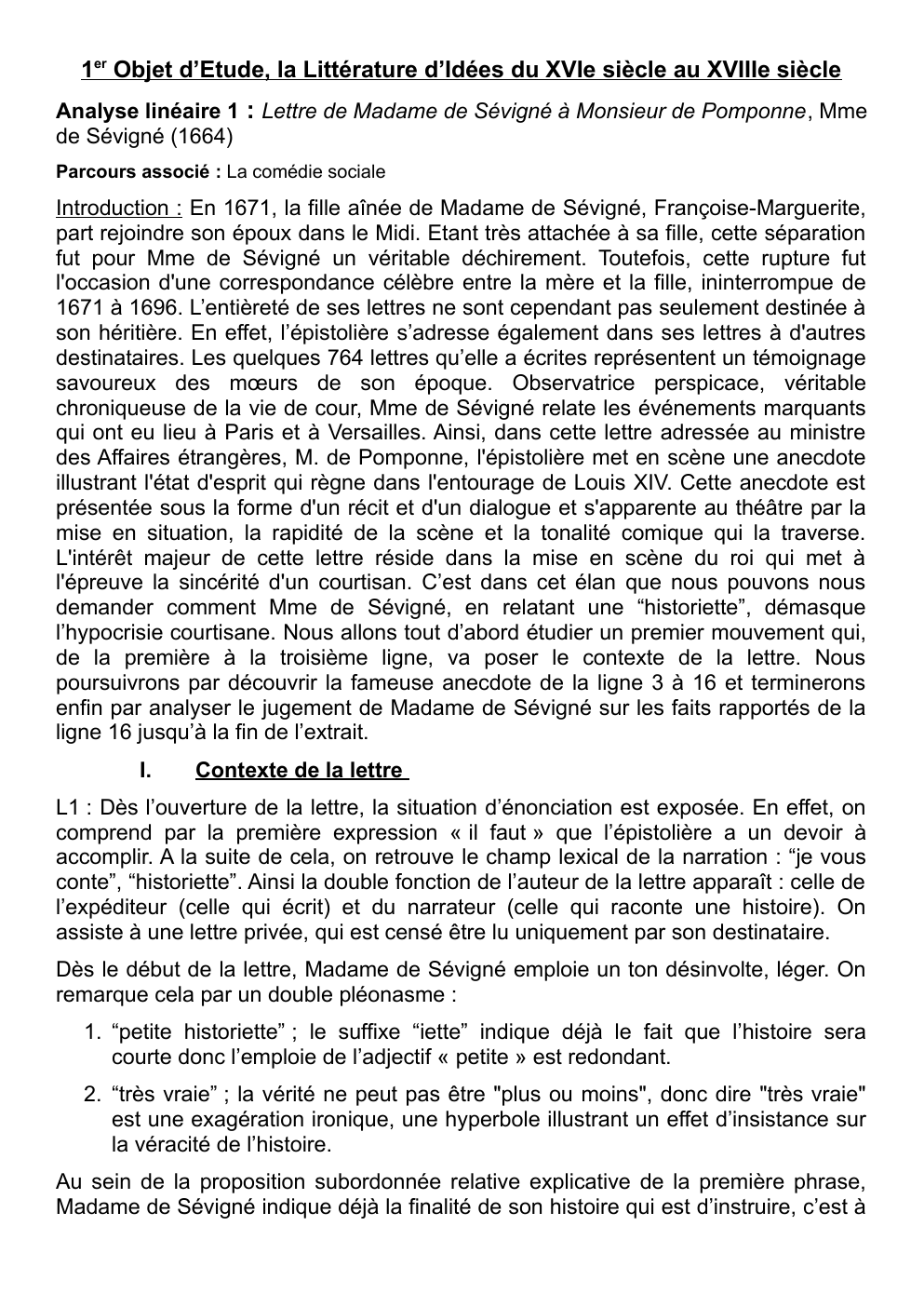 Prévisualisation du document AL Mme de Sévigné, Lettre à M. de Pomponne