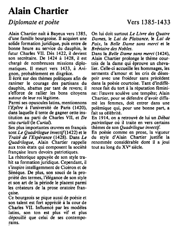 Prévisualisation du document Alain Chartier:Diplomate et poète.