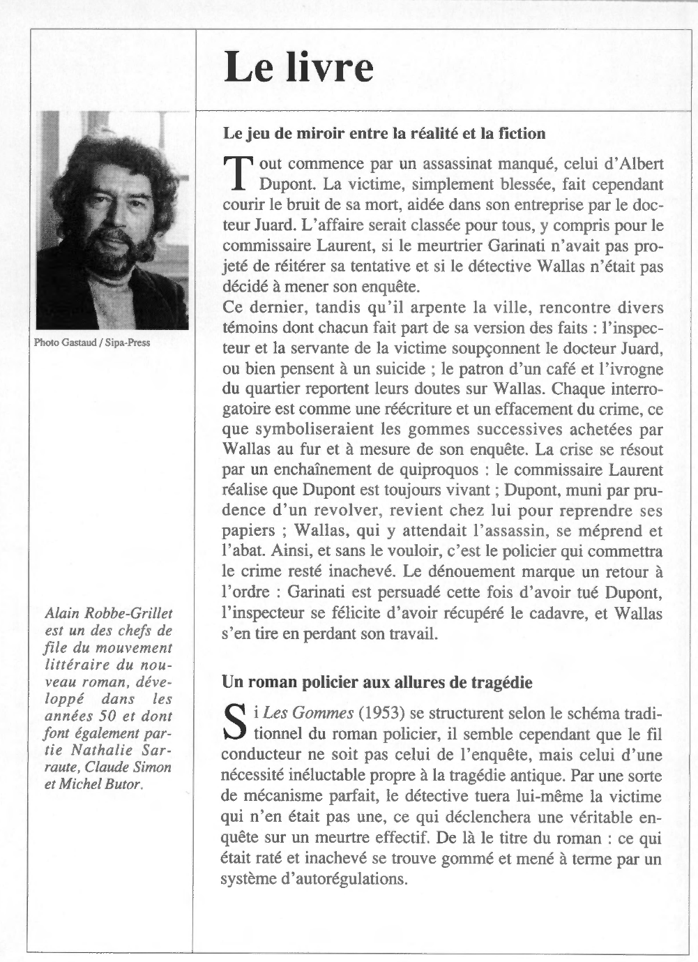 Prévisualisation du document Alain ROBBE-GRILLET : Les Gommes