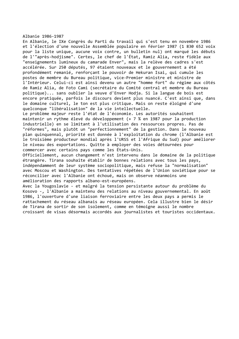 Prévisualisation du document Albanie 1986-1987