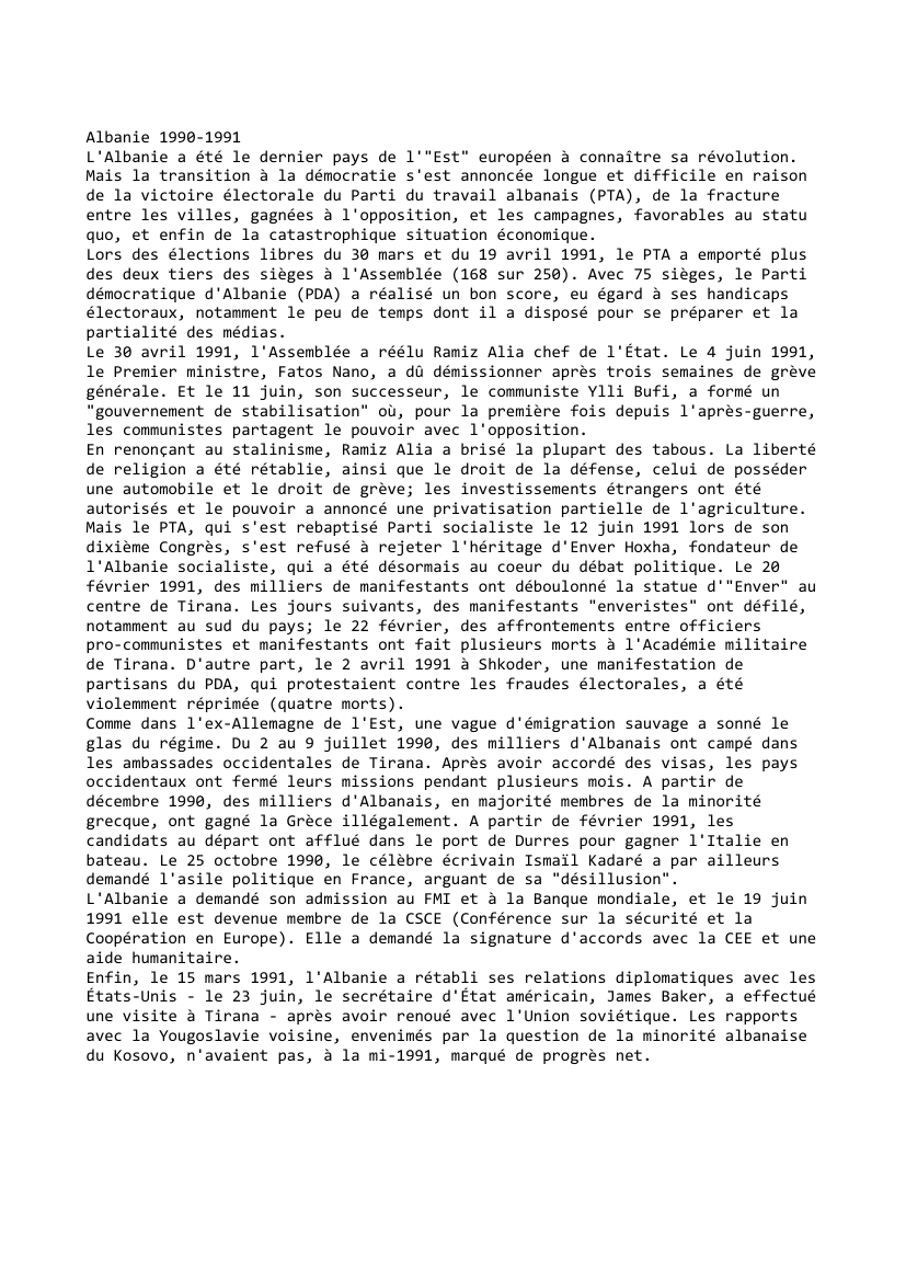 Prévisualisation du document Albanie 1990-1991