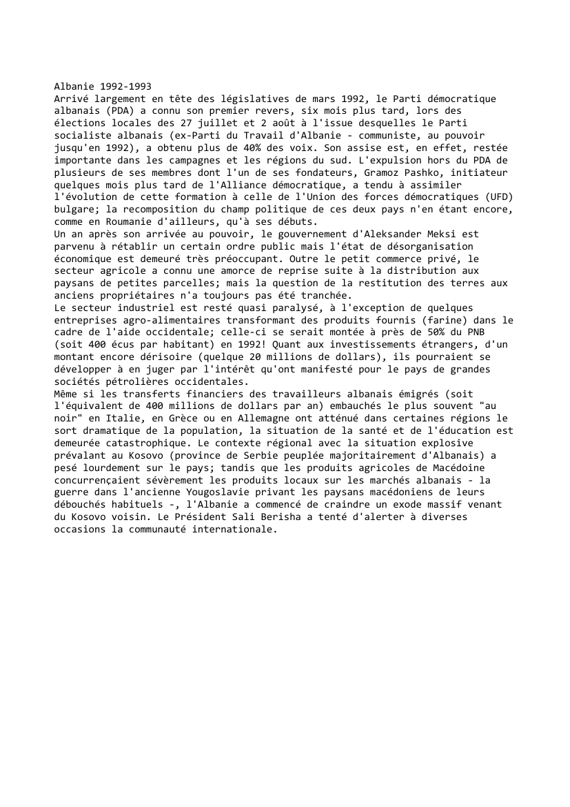 Prévisualisation du document Albanie 1992-1993