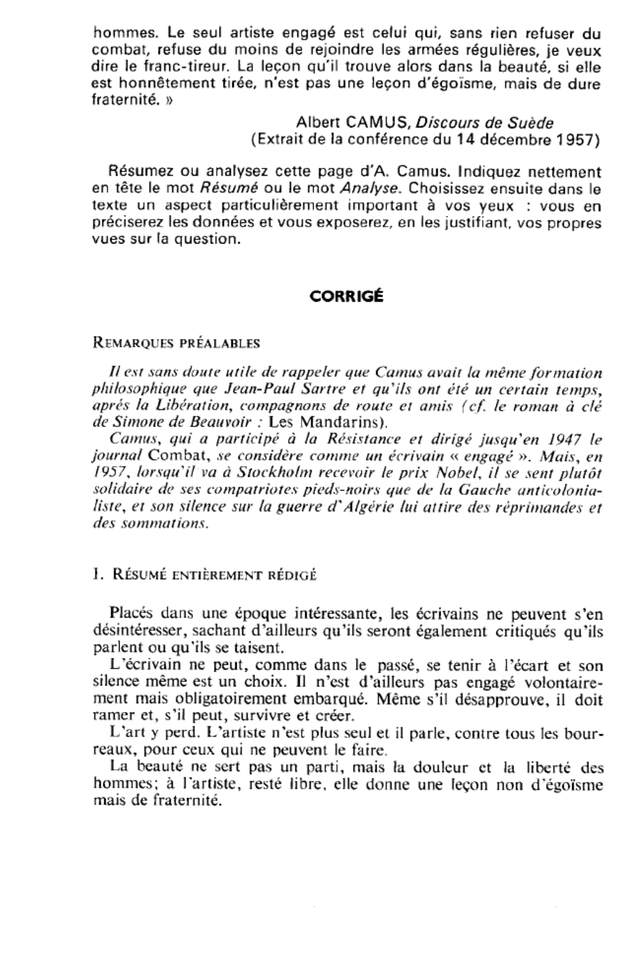 Prévisualisation du document Albert CAMUS, Discours de Suède (Extrait de la conférence du 14 décembre 1957)