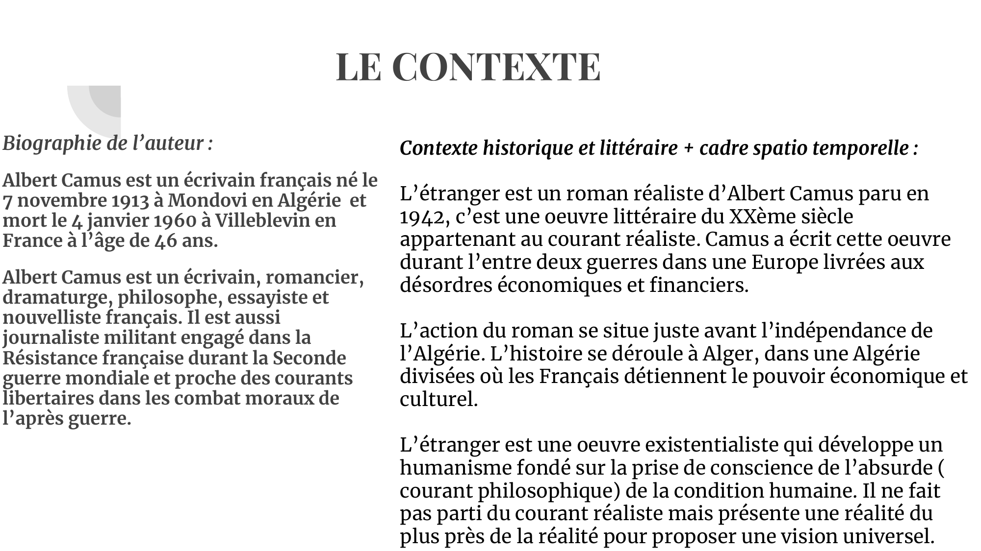 Prévisualisation du document Albert camus / L’étranger