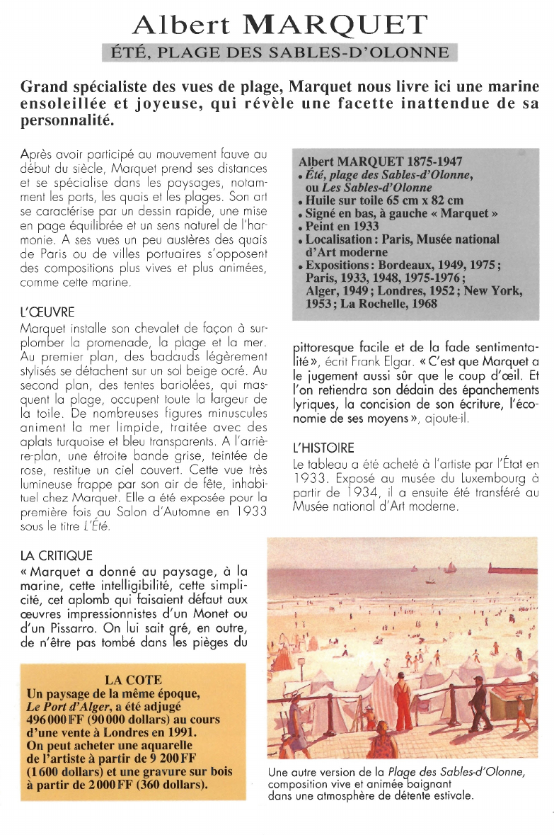 Prévisualisation du document Albert MARQUET:ÉTÉ, PLAGE DES SABLES-D'OLONNE.