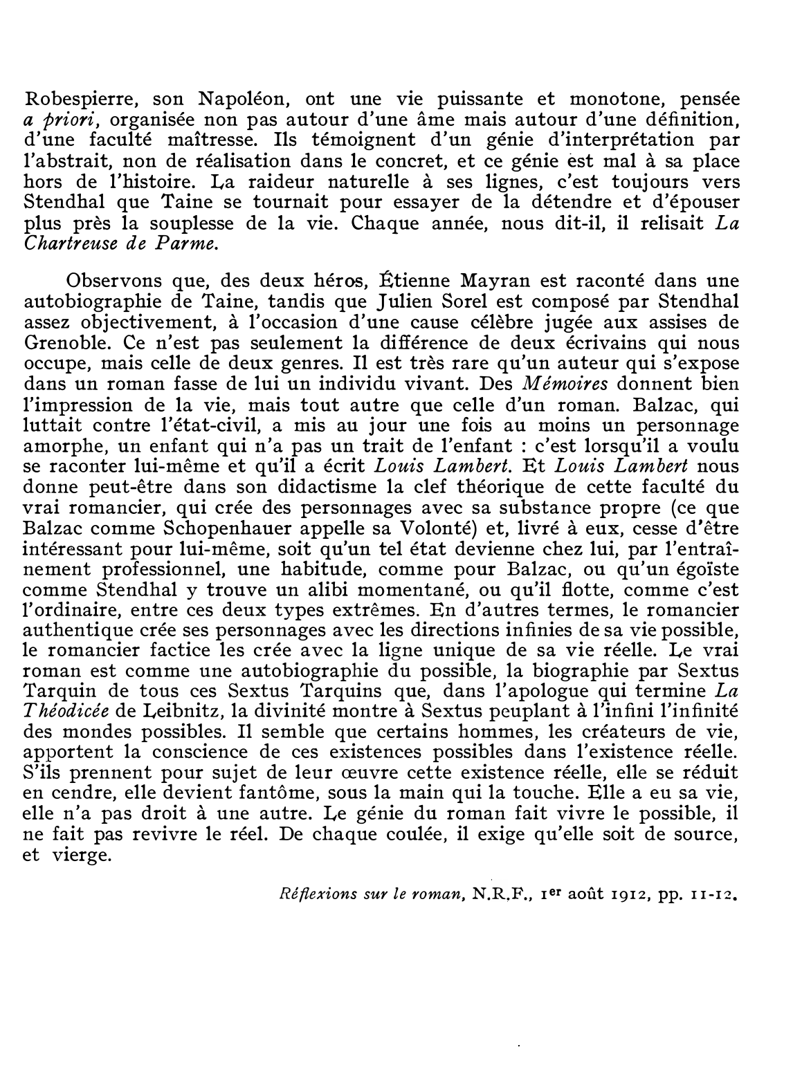 Prévisualisation du document Albert THIBAUDET ( 1874-1936)  Le roman, autobiographie  du possible