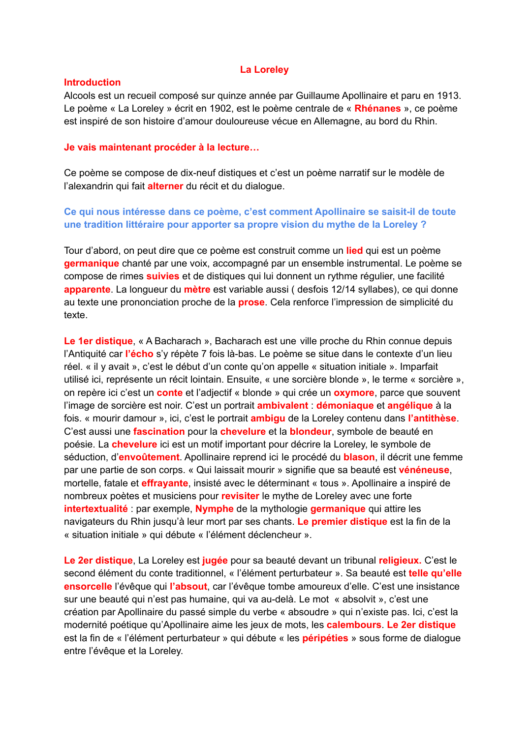 Prévisualisation du document Alcools par Guillaume Apollinaire: « La Loreley »