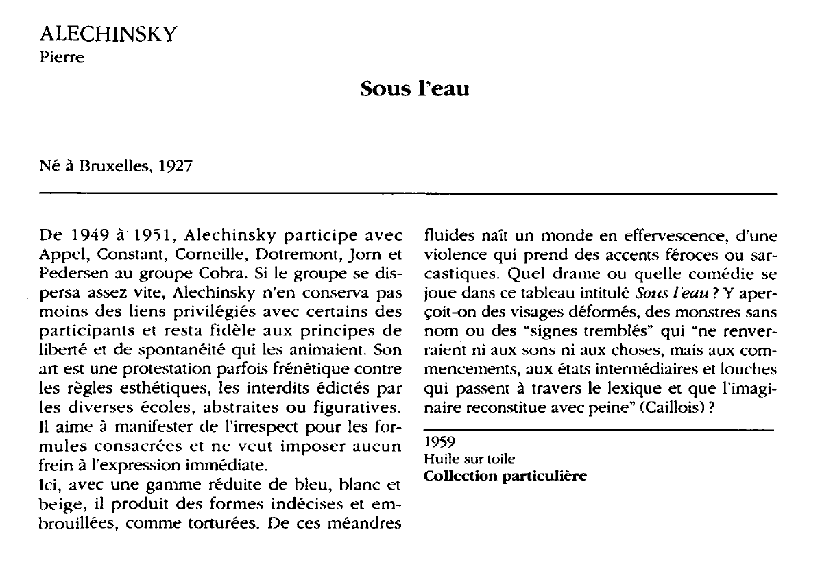 Prévisualisation du document ALECHINSKY Pierre : Sous l'eau