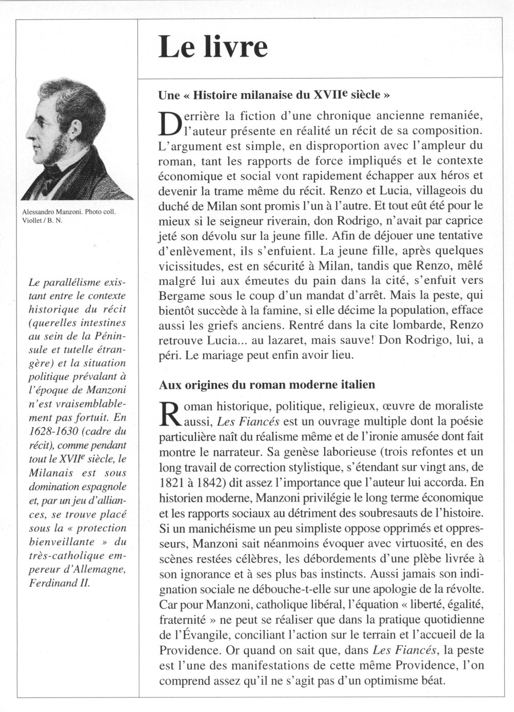 Prévisualisation du document Alessandro MANZONI : Les Fiancés