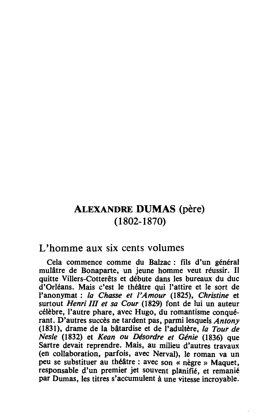 Prévisualisation du document Alexandre DUMAS