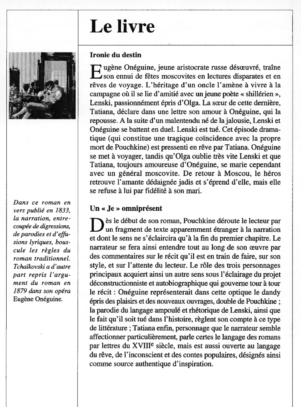 Prévisualisation du document Alexandre Sergueievitch POUCHKINE : Eugène Onéguine