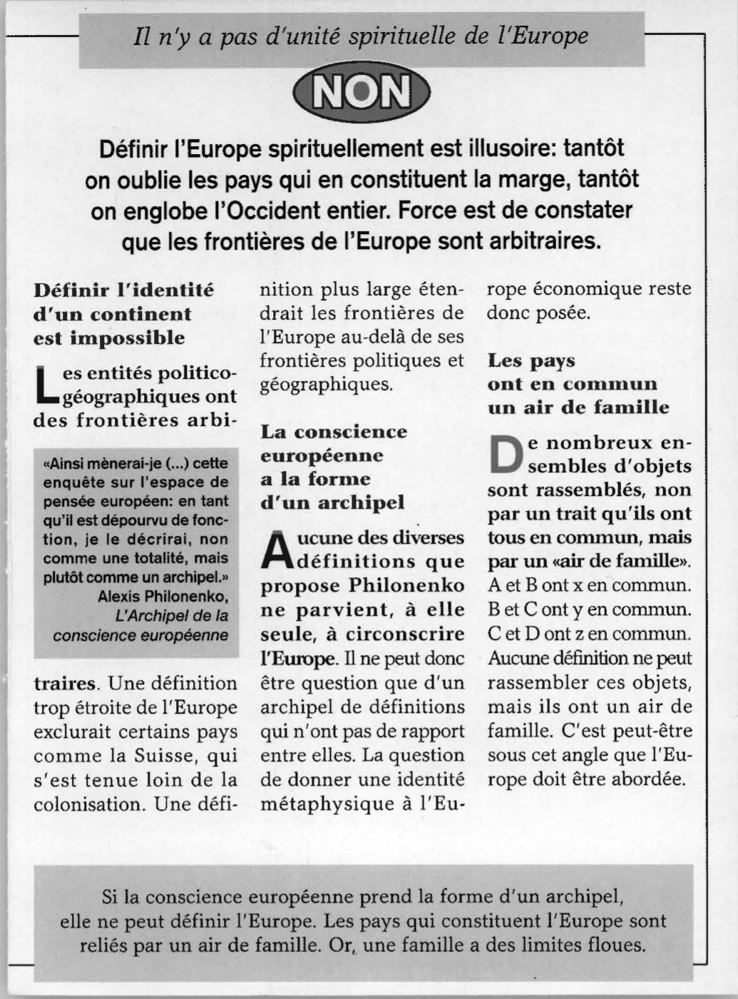 Prévisualisation du document 	ALEXIS PHILONENKO : L'ARCHIPEL DE LA CONSCIENCE EUROPEENNE (Résumé & Analyse)