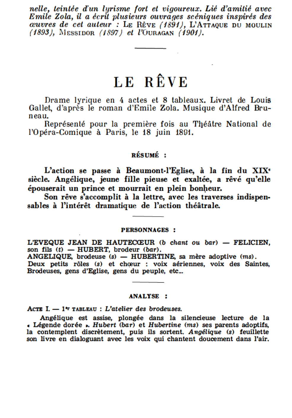 Prévisualisation du document Alfred BRUNEAU: LE RÊVE (résumé et analyse de l’œuvre – Répertoire lyrique)