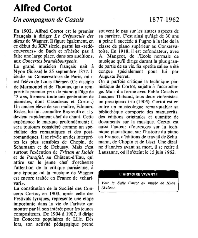 Prévisualisation du document Alfred Cortot:Un compagnon de Casals.