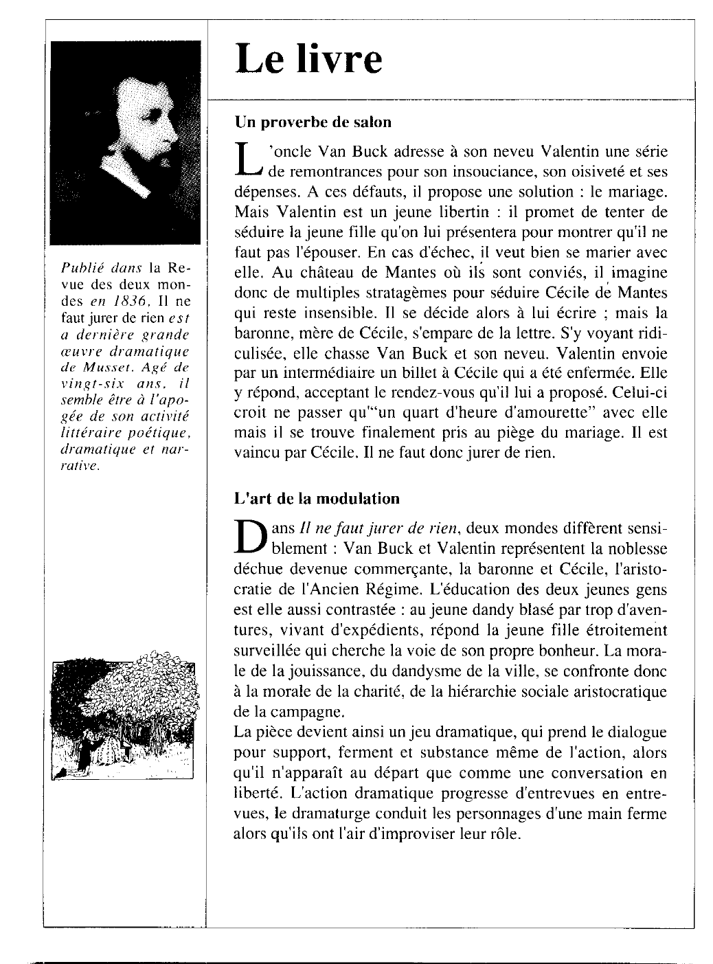 Prévisualisation du document Alfred de MUSSET : Il ne faut jurer de rien