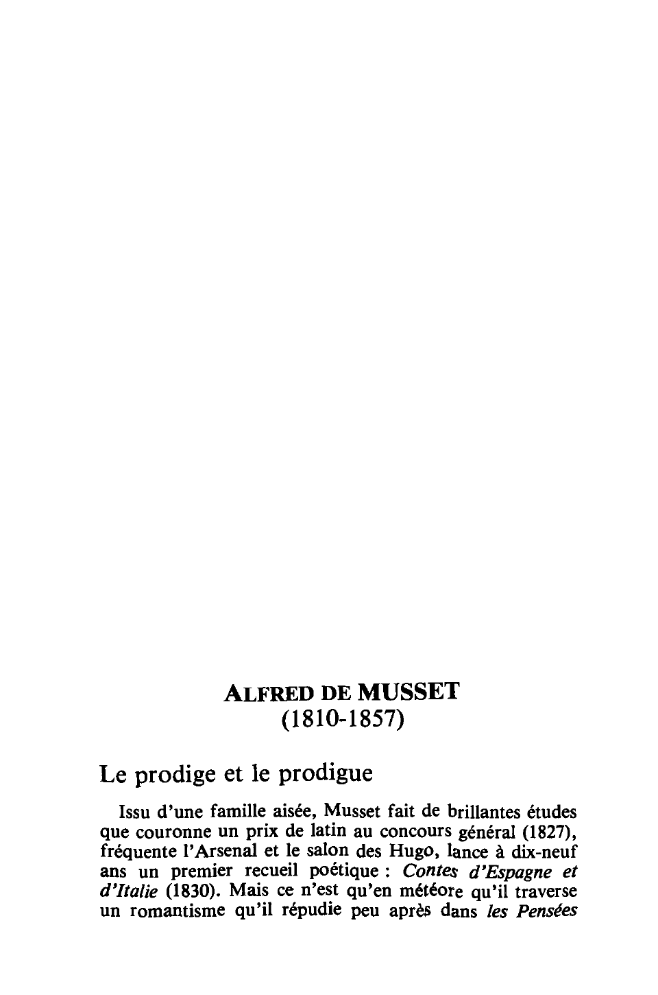 Prévisualisation du document Alfred de MUSSET