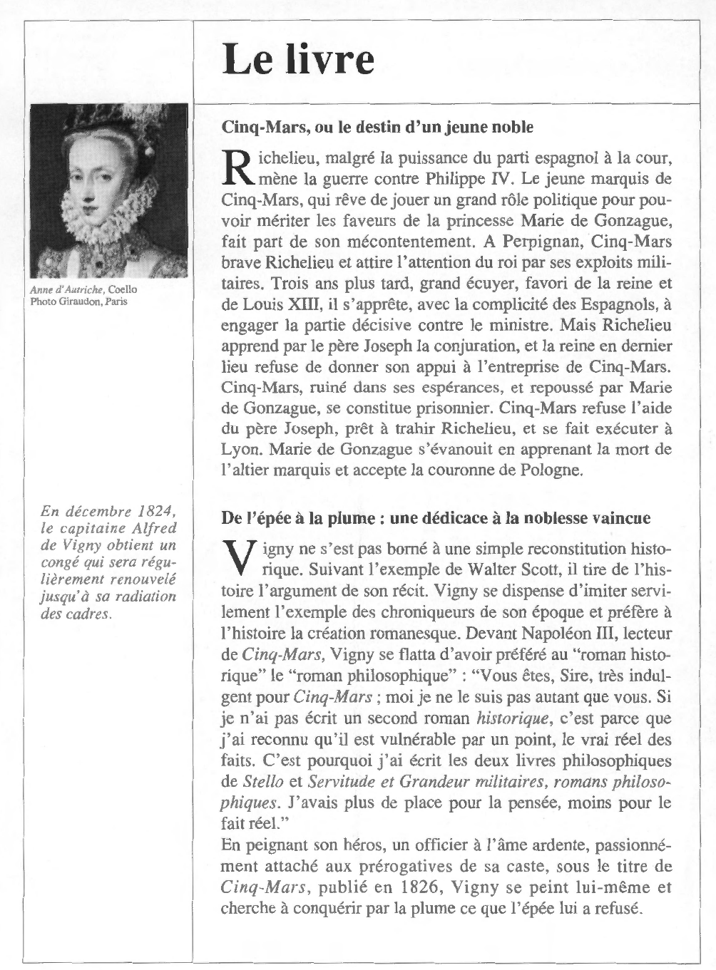 Prévisualisation du document Alfred de VIGNY : Cinq-Mars
