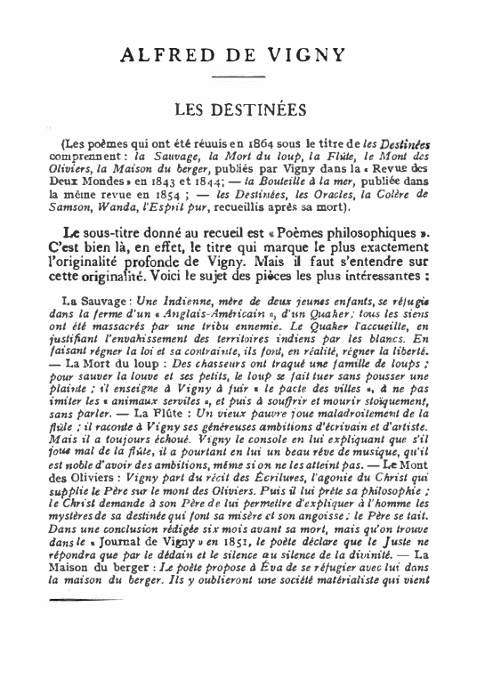 Prévisualisation du document ALFRED DE VIGNY
LES DESTINÉES
(Les poêmes qui ont été réuuis en 1864 sous le t.itre de les Destin
l...