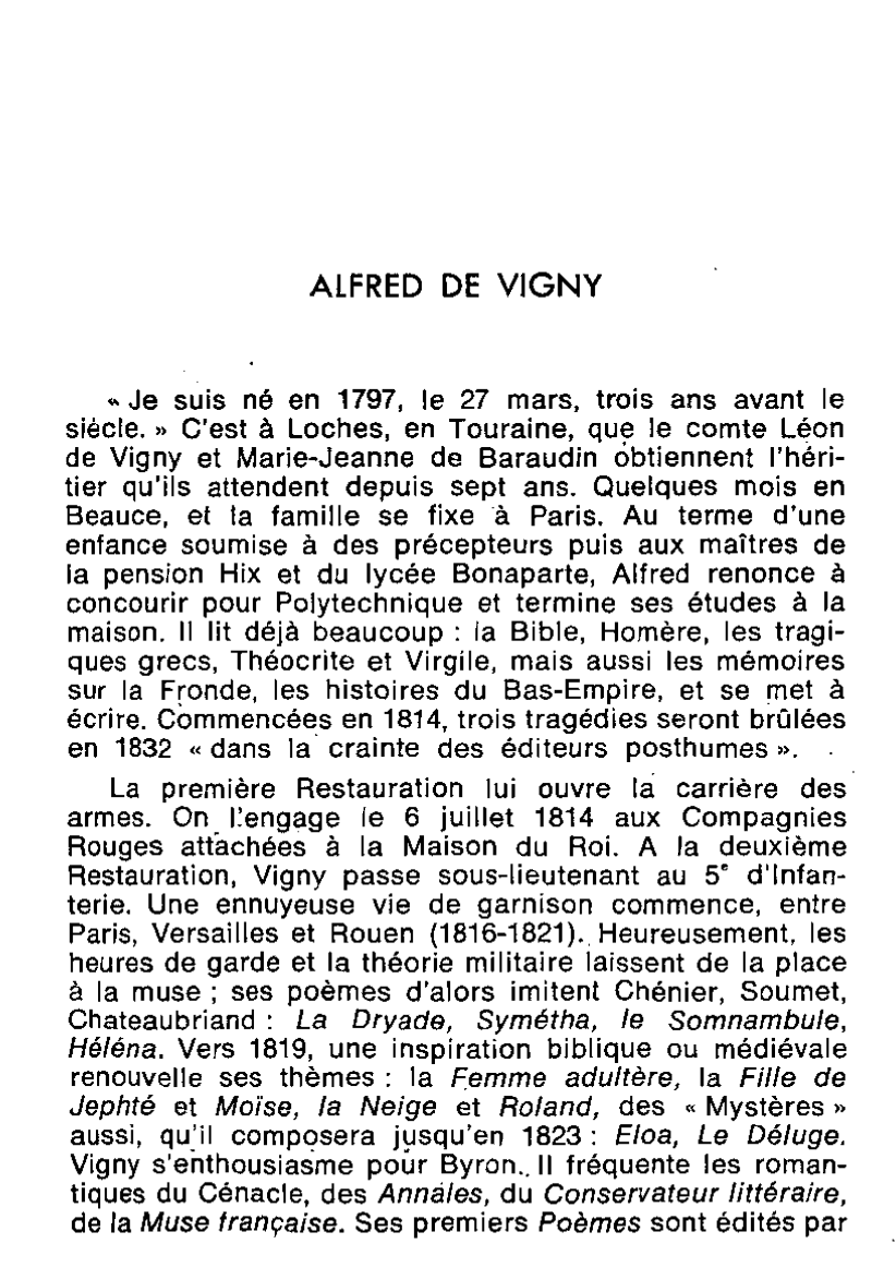 Prévisualisation du document Alfred de Vigny