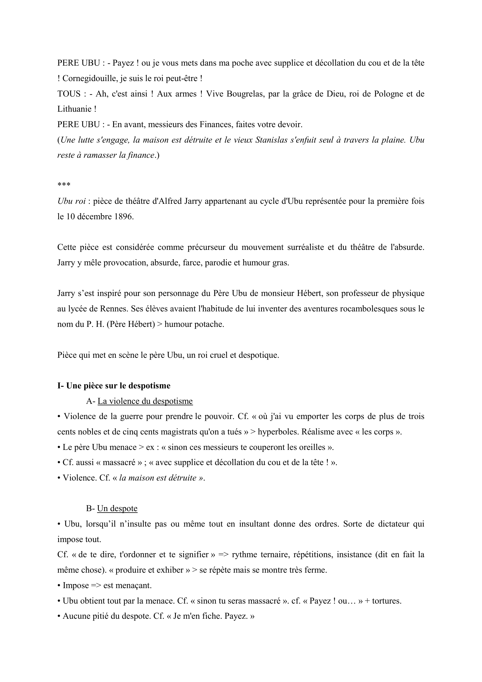 Prévisualisation du document Alfred JARRY, Ubu Roi, acte III, scène 3 et scène 4. Extrait commenté