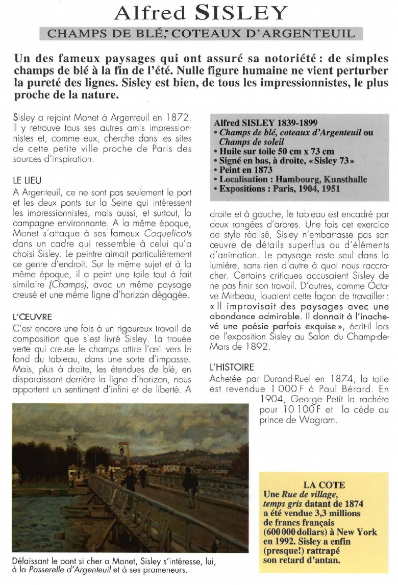 Prévisualisation du document Alfred SISLEY:CHAMPS DE BLÉ: COTEAUX D'ARGENTEUIL.