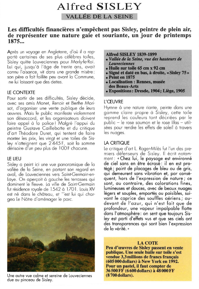 Prévisualisation du document Alfred SISLEY:VALLÉE DE LA SEINE.