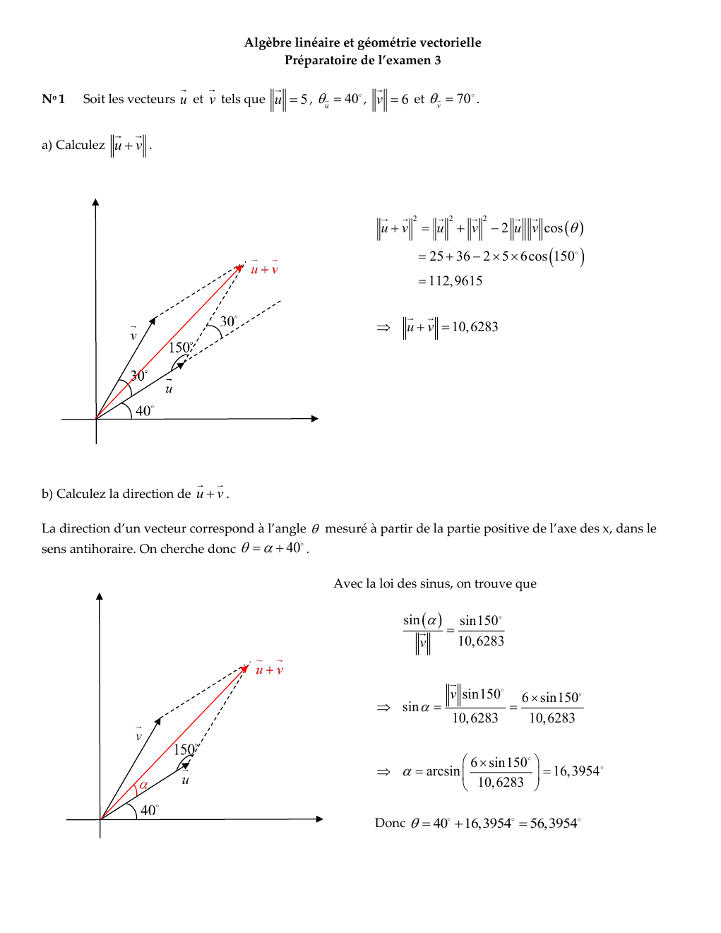 Prévisualisation du document Algèbre linéaire et géométrie vectorielle Préparatoire de l’examen